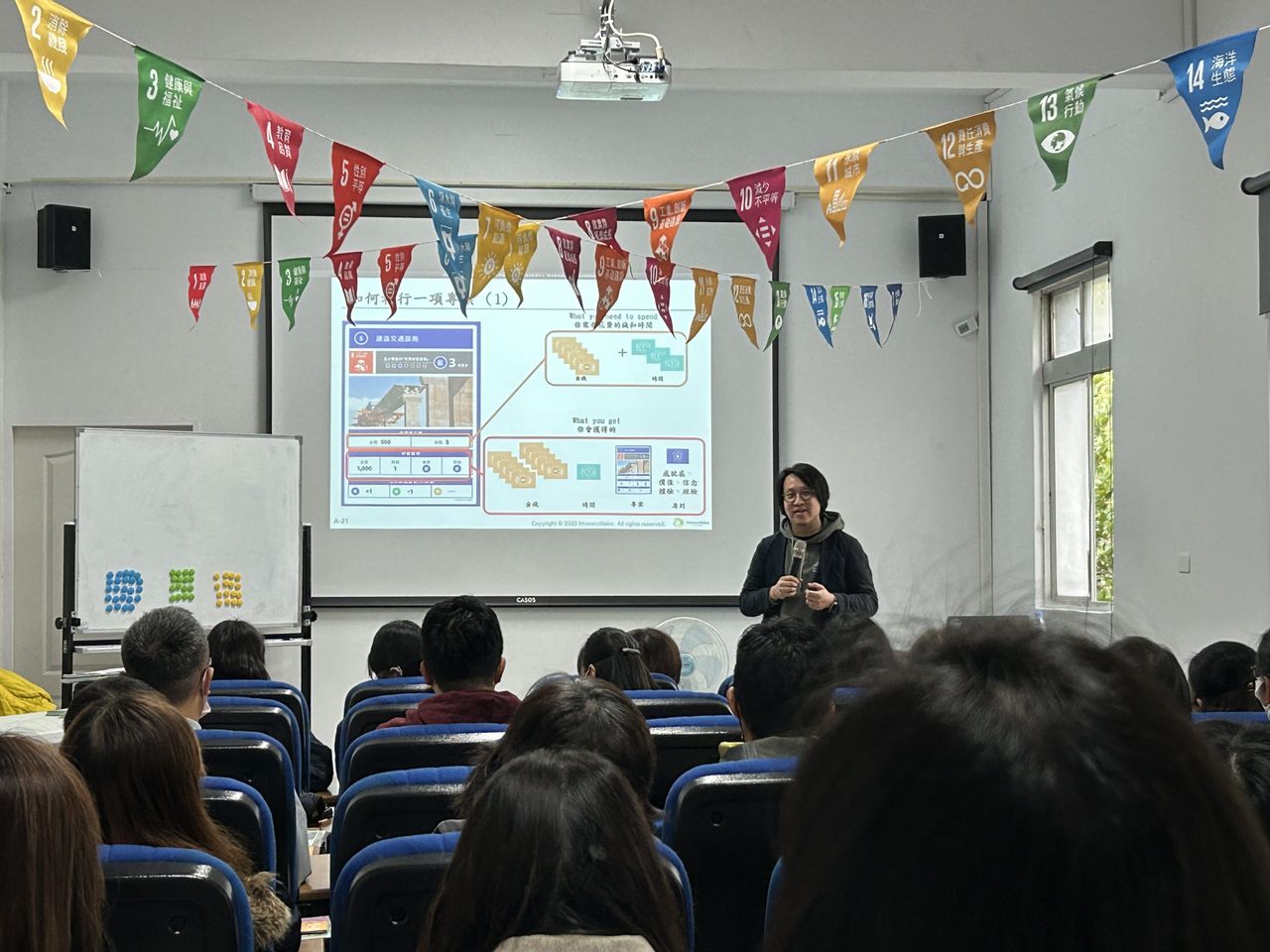 講師進行SDGs GAME遊戲說明